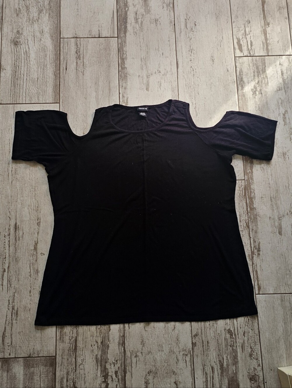 Torrid Black Ribbled Cold-Shoulder Women's Top 3X